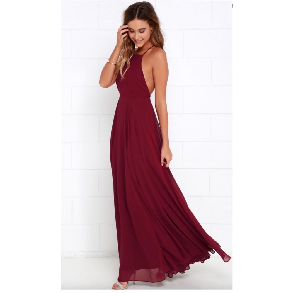 Lulu’s Burgandy Wine Color Maxi Dress